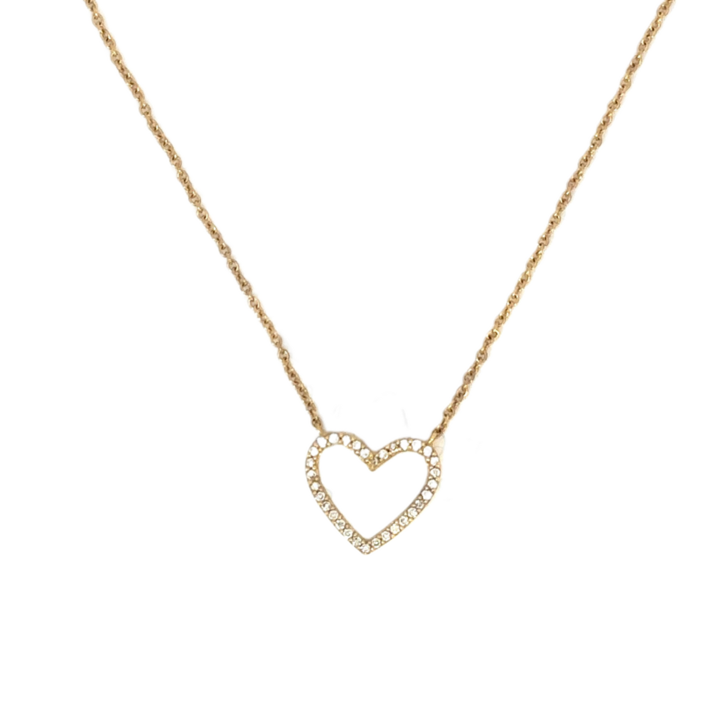 Enamel Heart Necklace with Pave Diamond Border