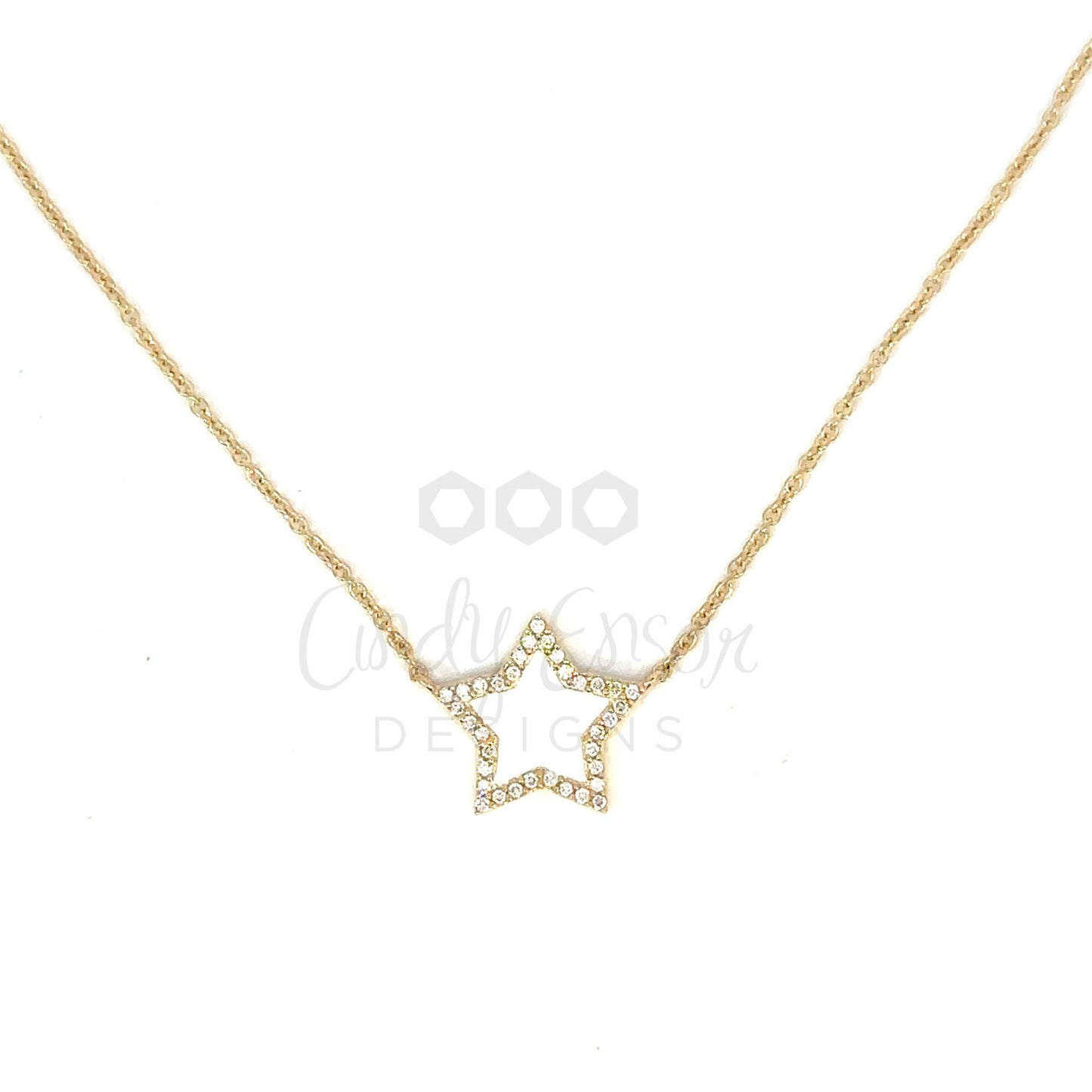 Enamel Star Necklace with Pave Diamond Border