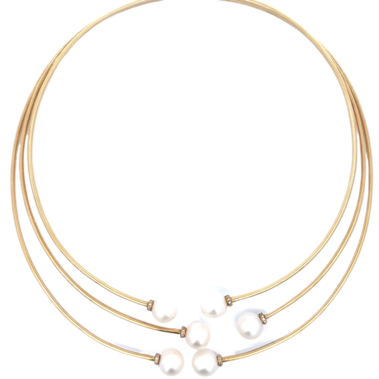 Yellow Gold Pearl and Diamond Collar Necklace