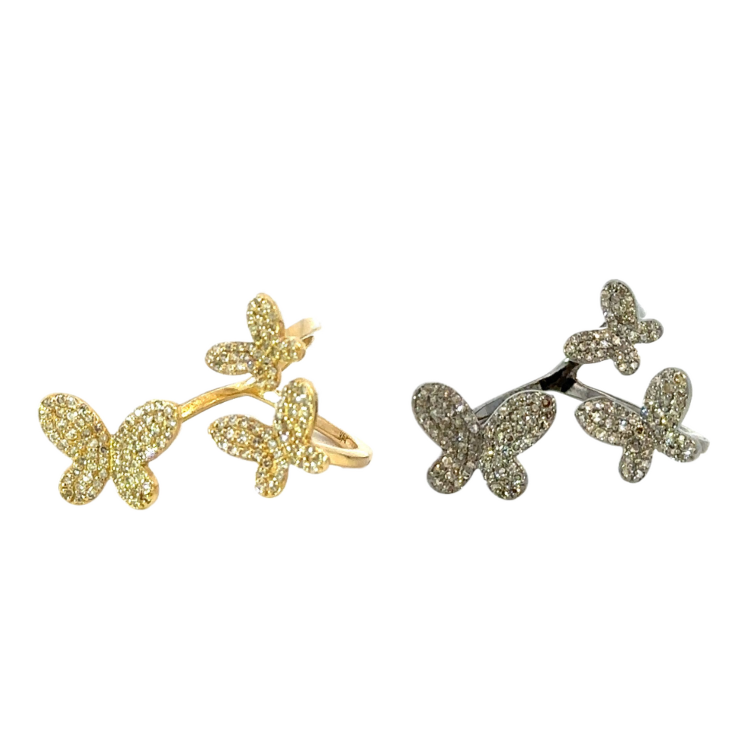 Pave Diamond Triple Butterfly Ring