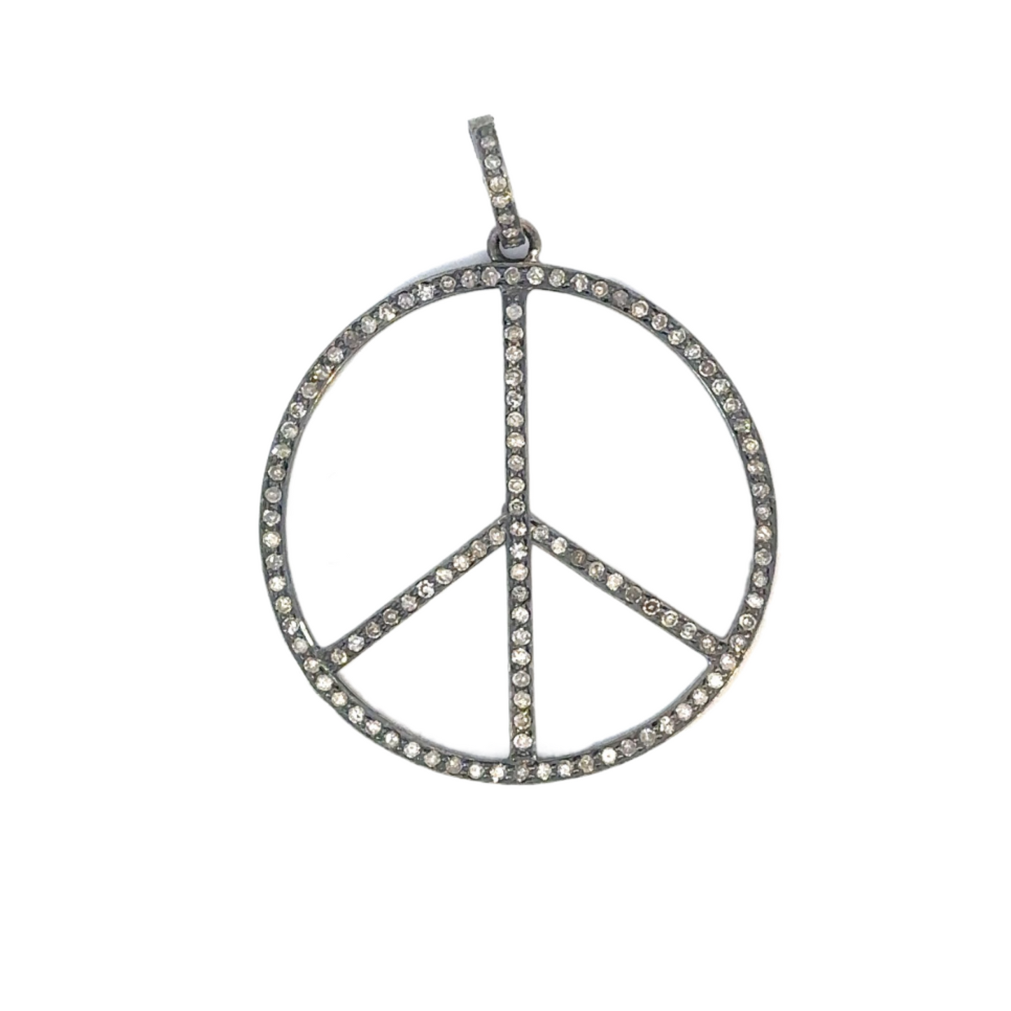 Pave Diamond Peace Sign Pendant