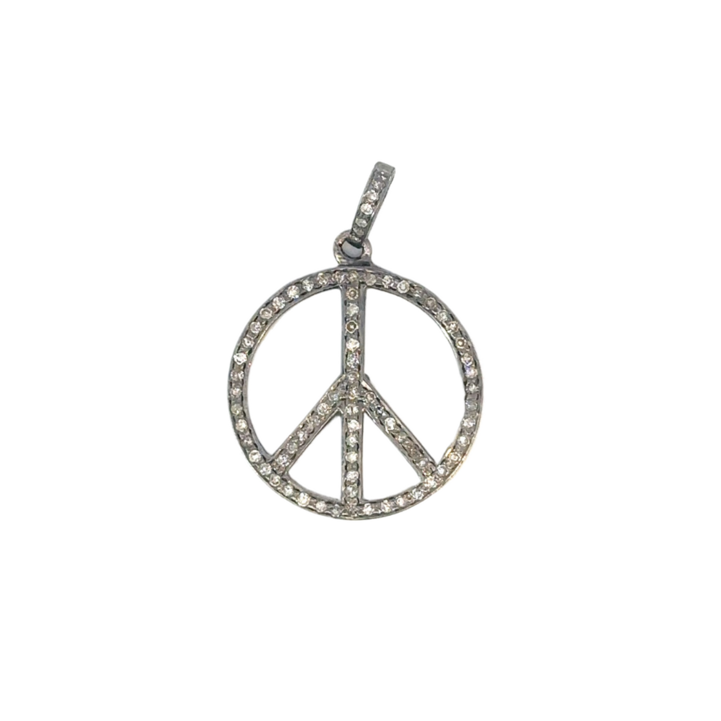 Pave Diamond Peace Sign Pendant