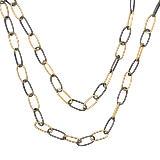 Plated Rounded Oval Link Necklace