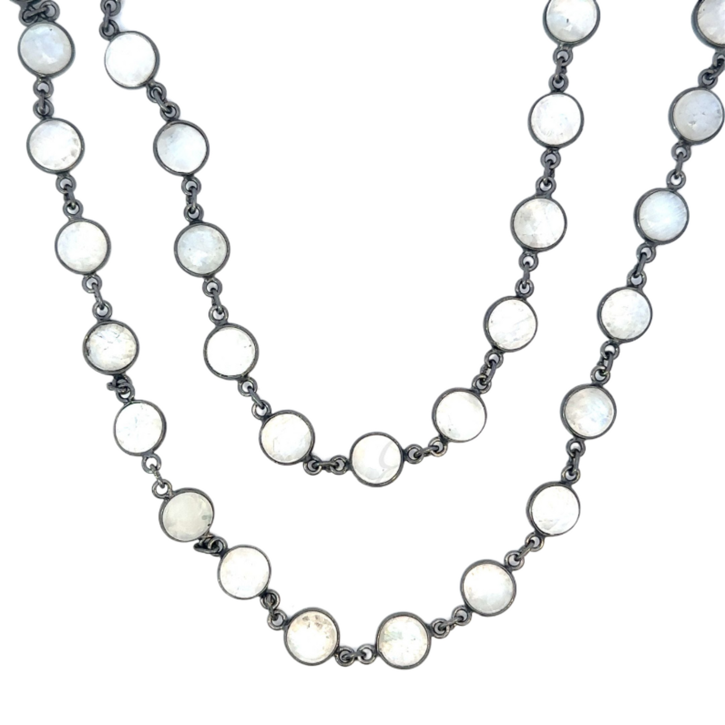 Bezeled Circle Moonstone Necklace