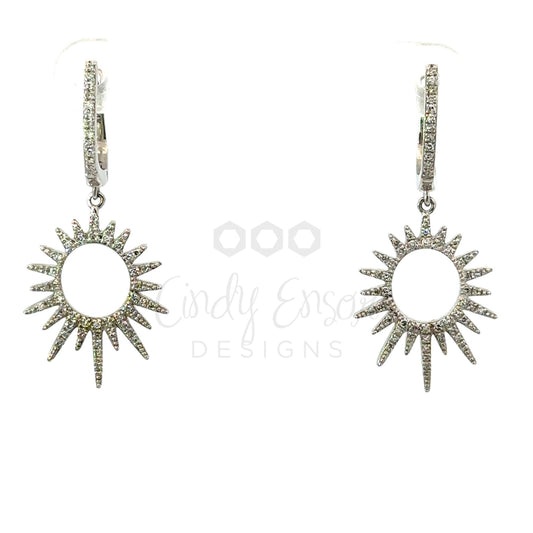 Pave Diamond Open Sunburst Earring