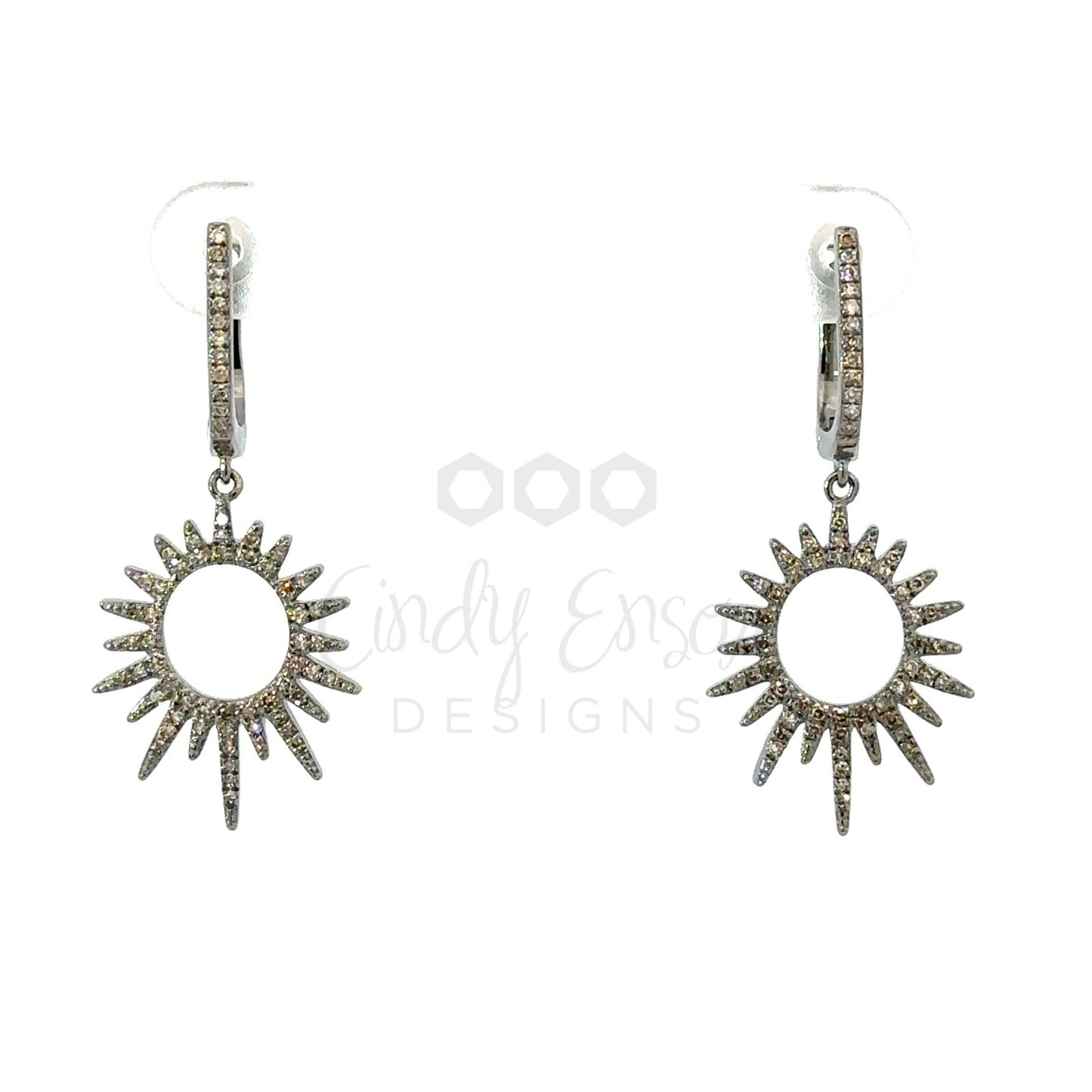 Pave Diamond Open Sunburst Earring