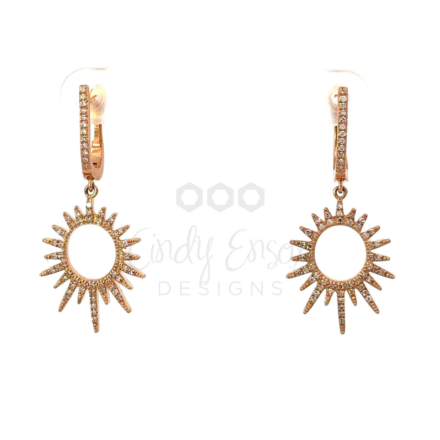 Pave Diamond Open Sunburst Earring