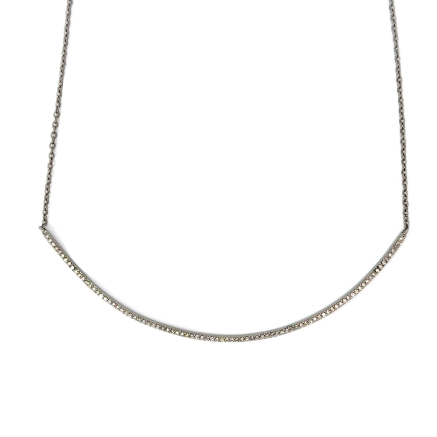 Pave Diamond Smile Bar Necklace