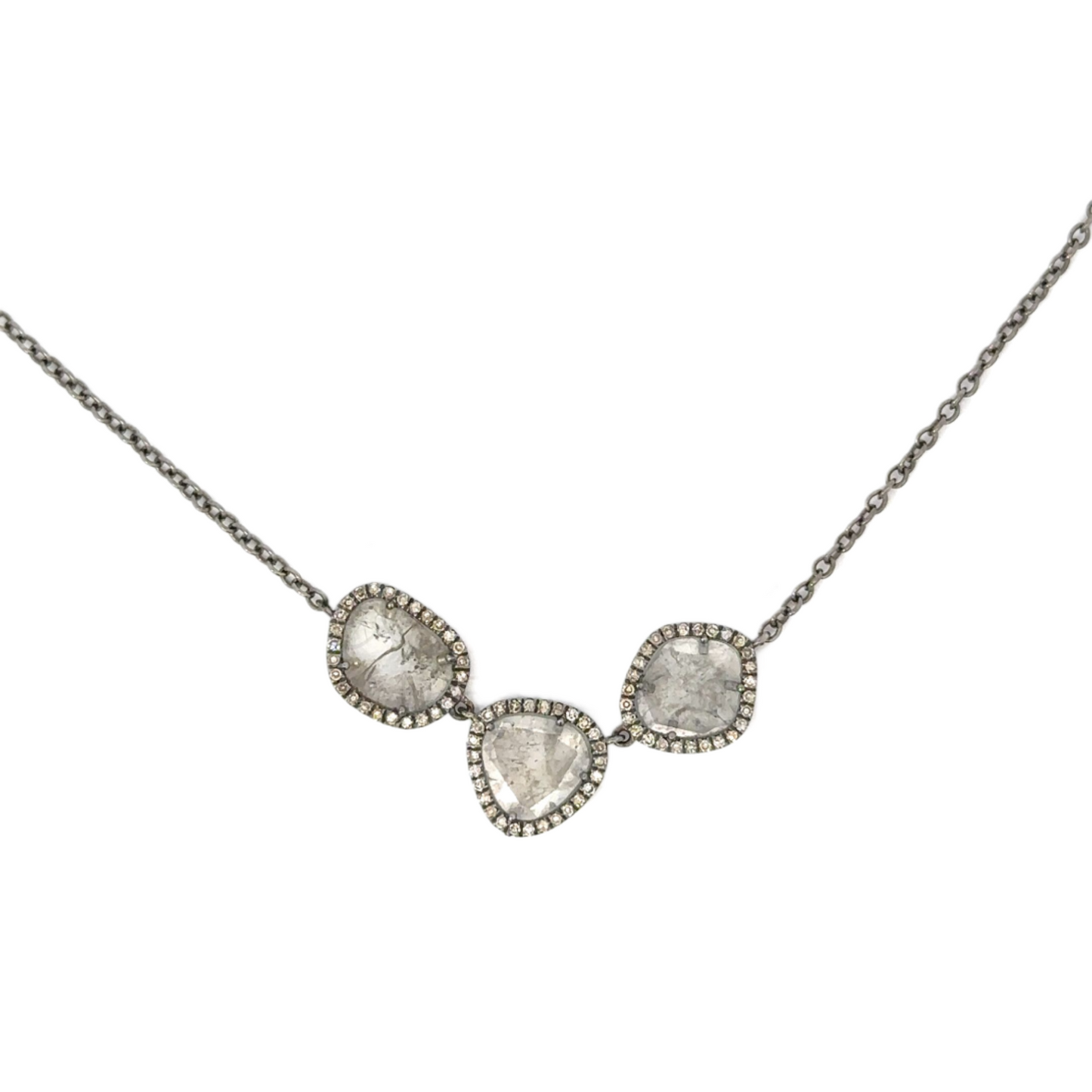 Triple Sliced Diamond Necklace