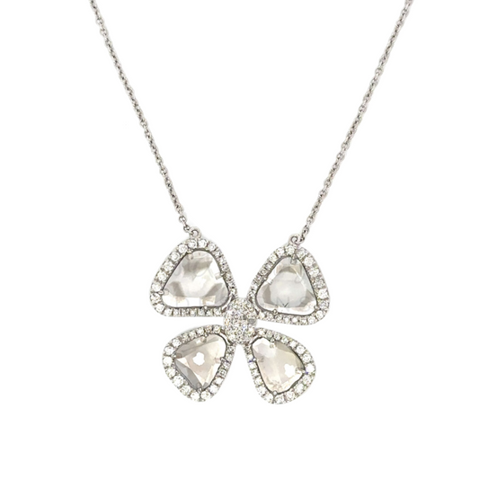 Sliced Diamond Butterfly Necklace
