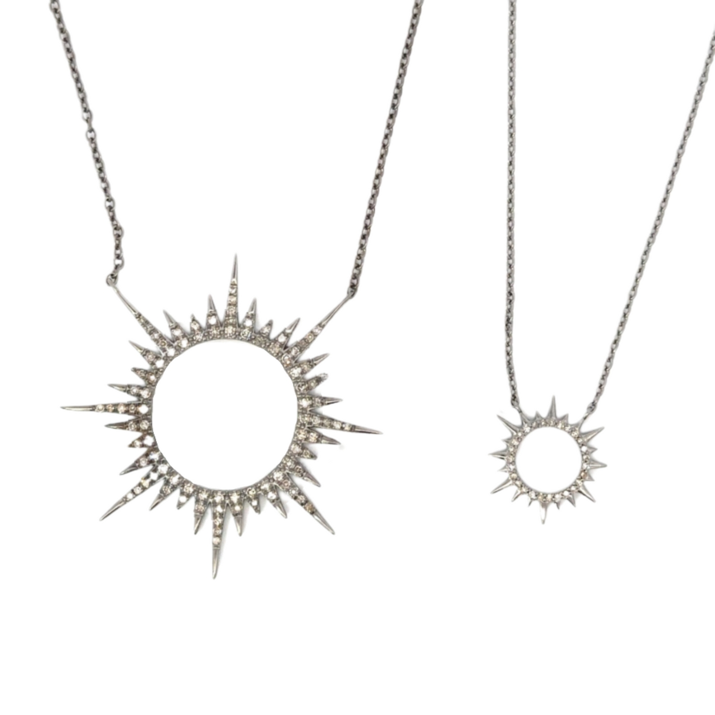 Open Sunburst Necklace with Pave Diamonds