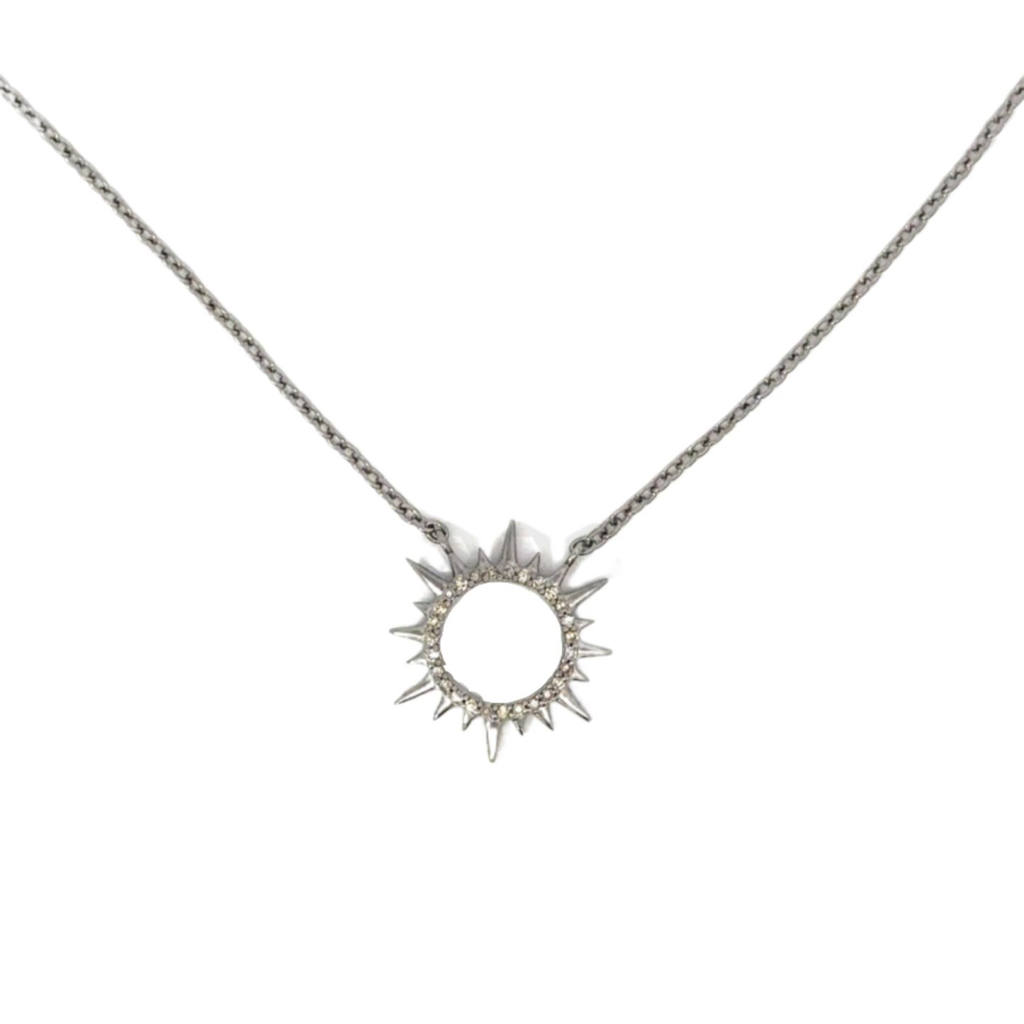 Open Sunburst Necklace with Pave Diamonds