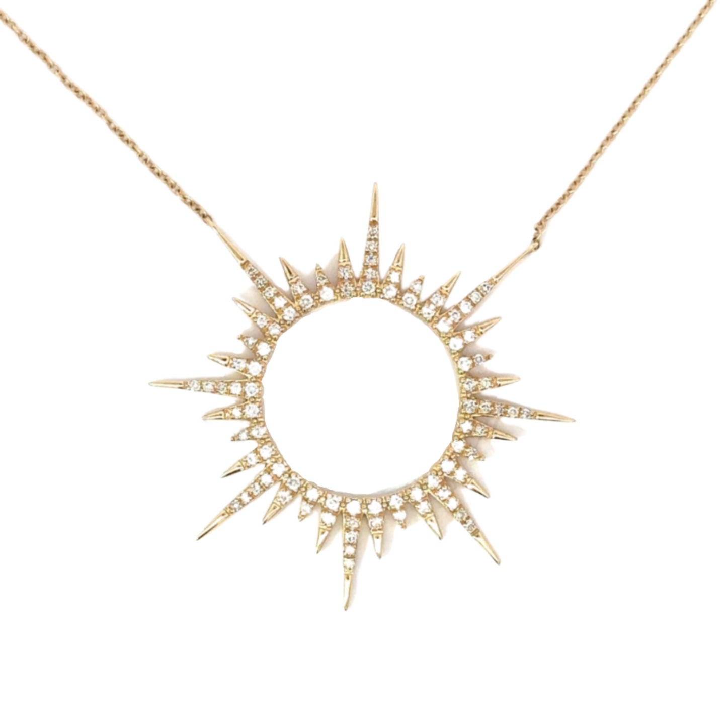 Open Sunburst Necklace with Pave Diamonds