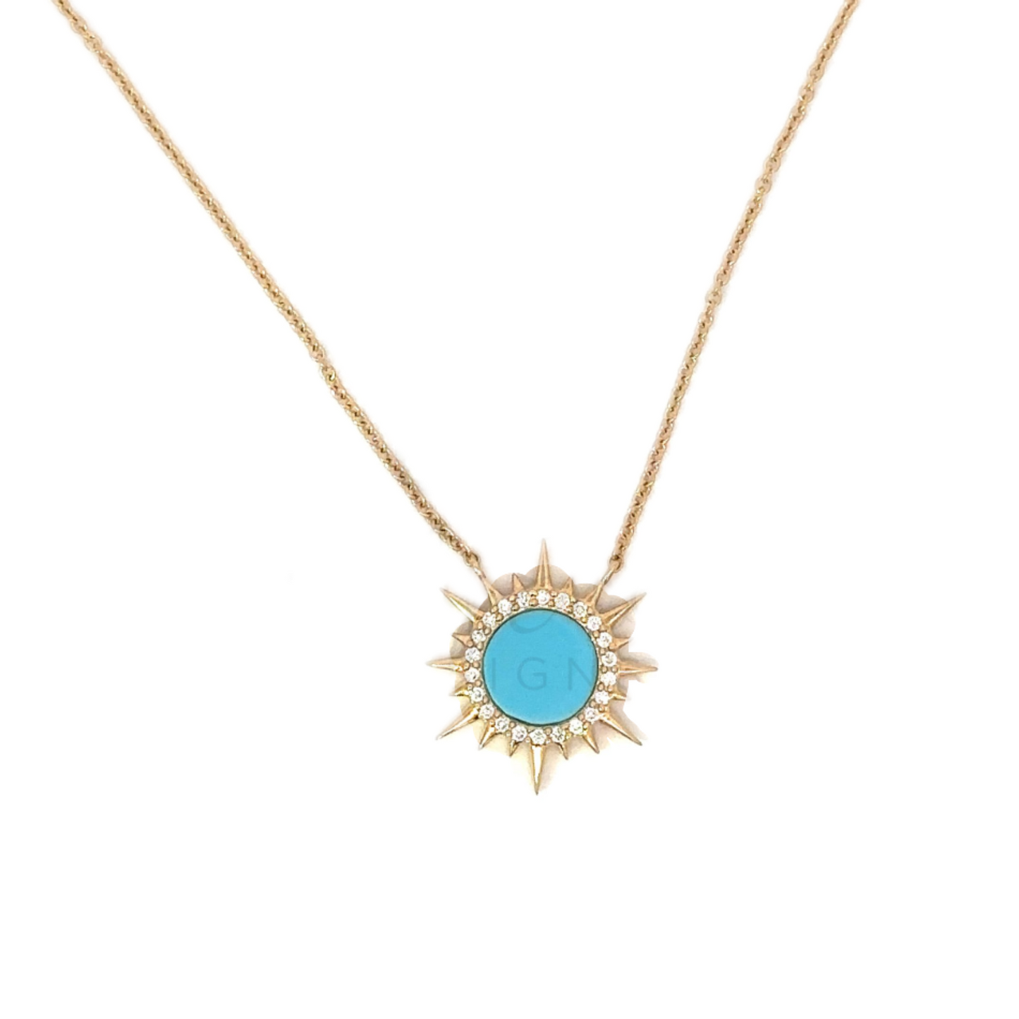 Enamel Sunburst Necklace with Pave Diamonds