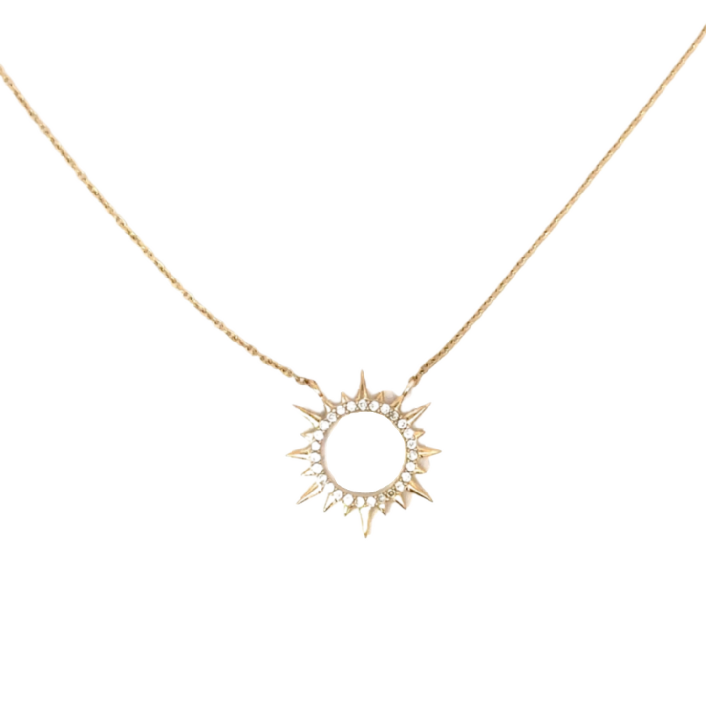 Open Sunburst Necklace with Pave Diamonds