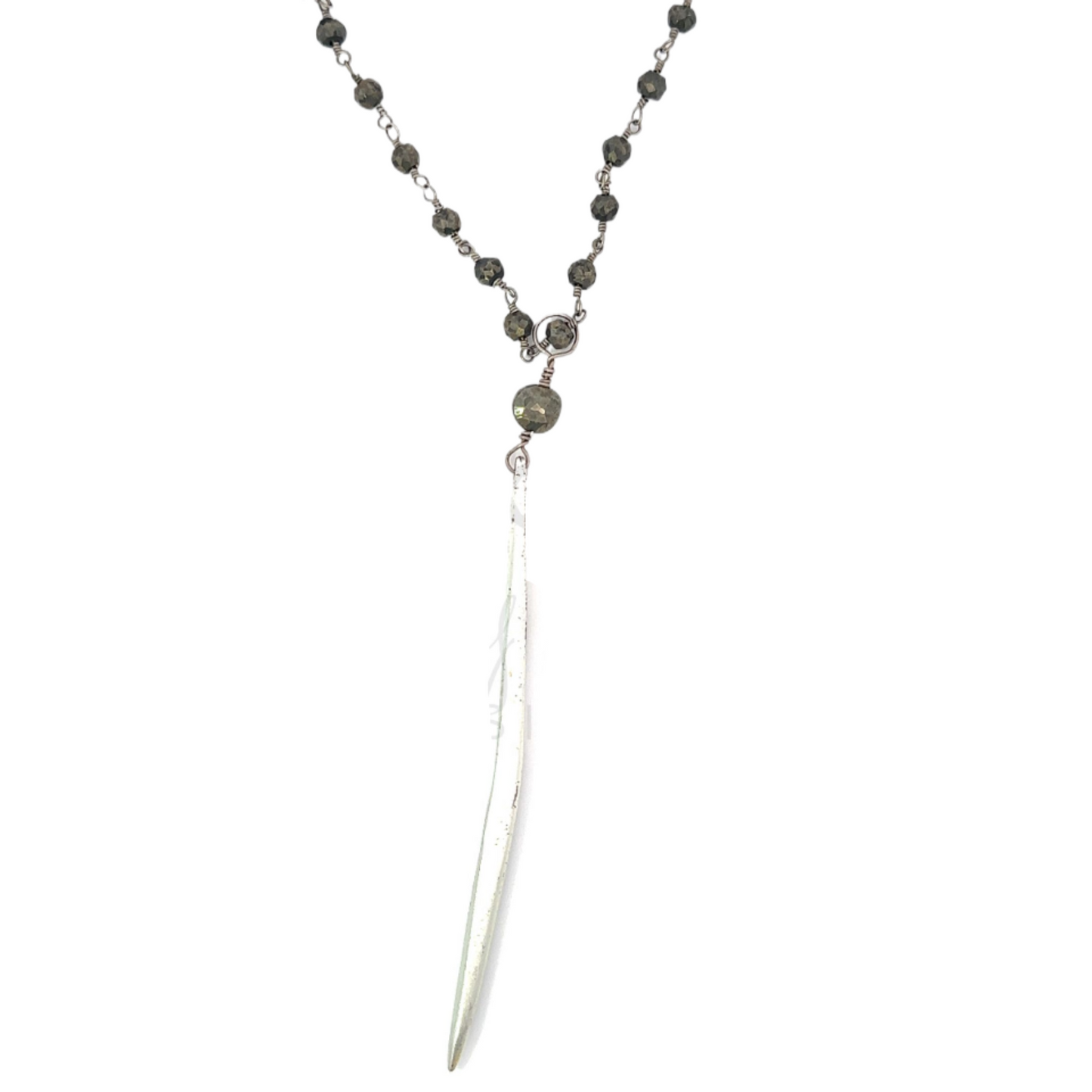 Long Pyrite Single Spike Necklace