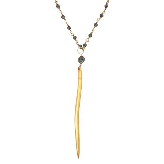 Long Pyrite Single Spike Necklace