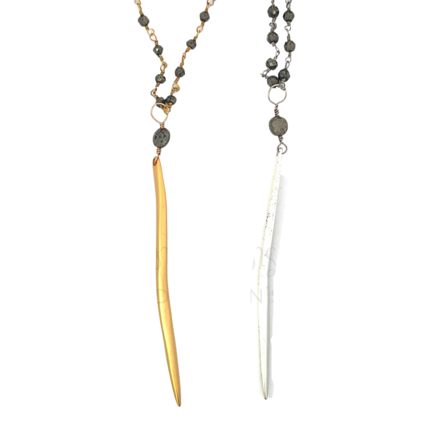 Long Pyrite Single Spike Necklace