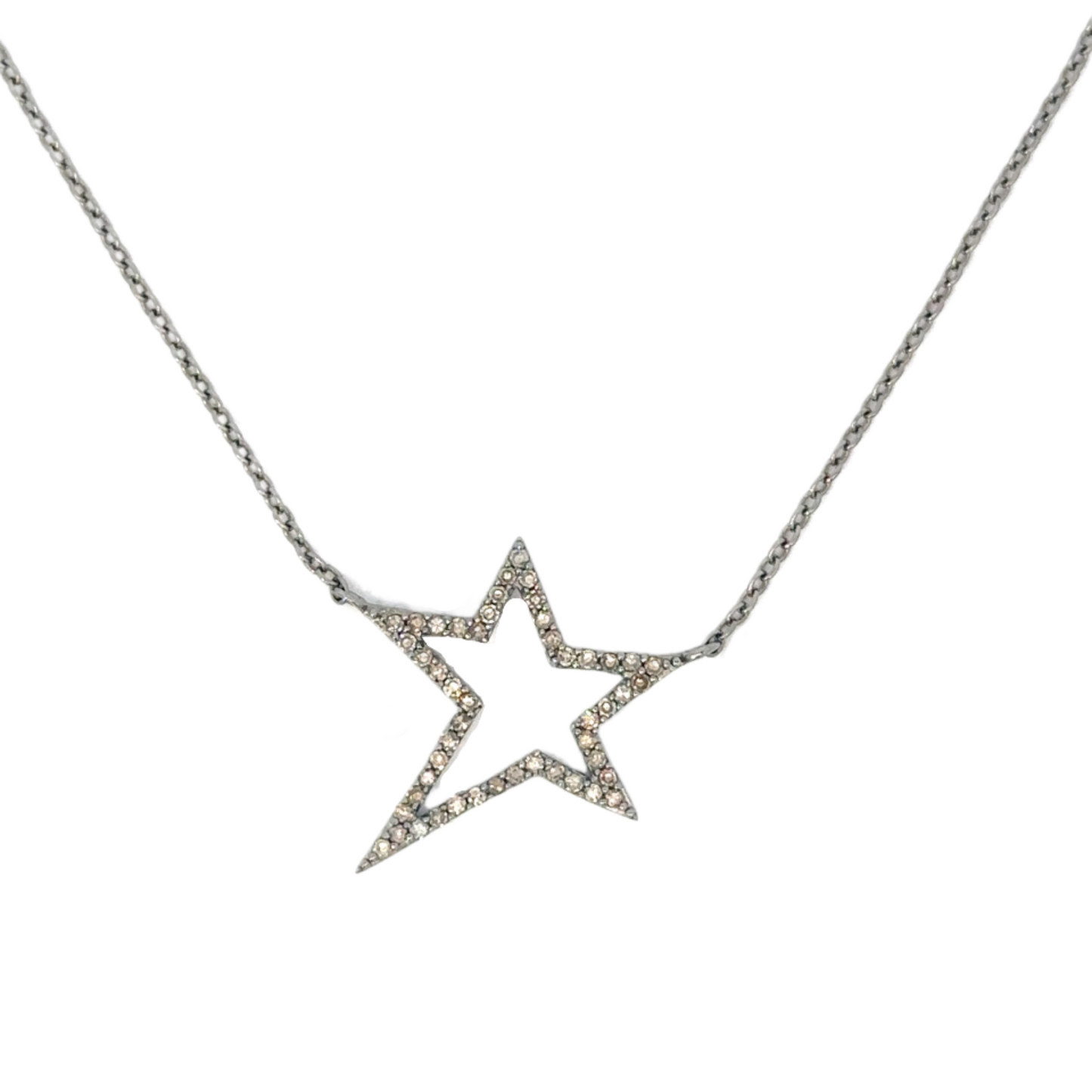 Pave Diamond Open Star Necklace