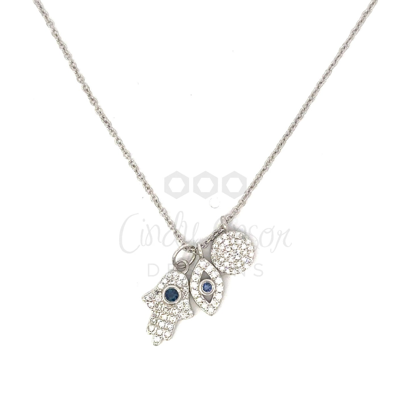 Triple Pave Diamond Charm Necklace