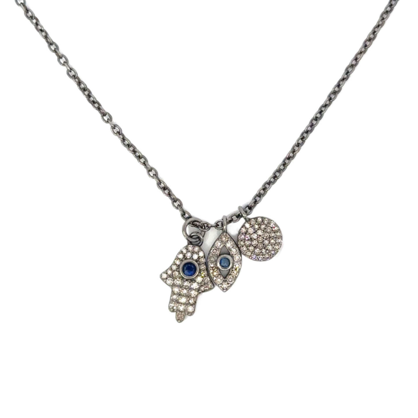 Triple Pave Diamond Charm Necklace