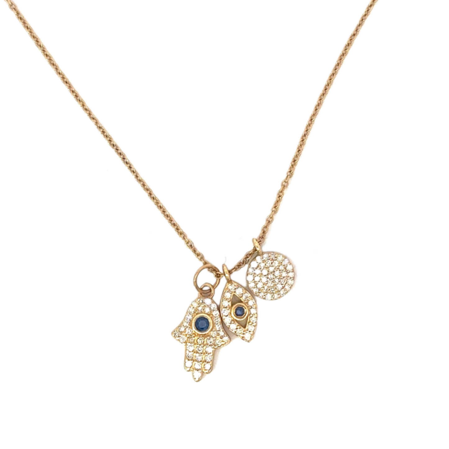 Triple Pave Diamond Charm Necklace