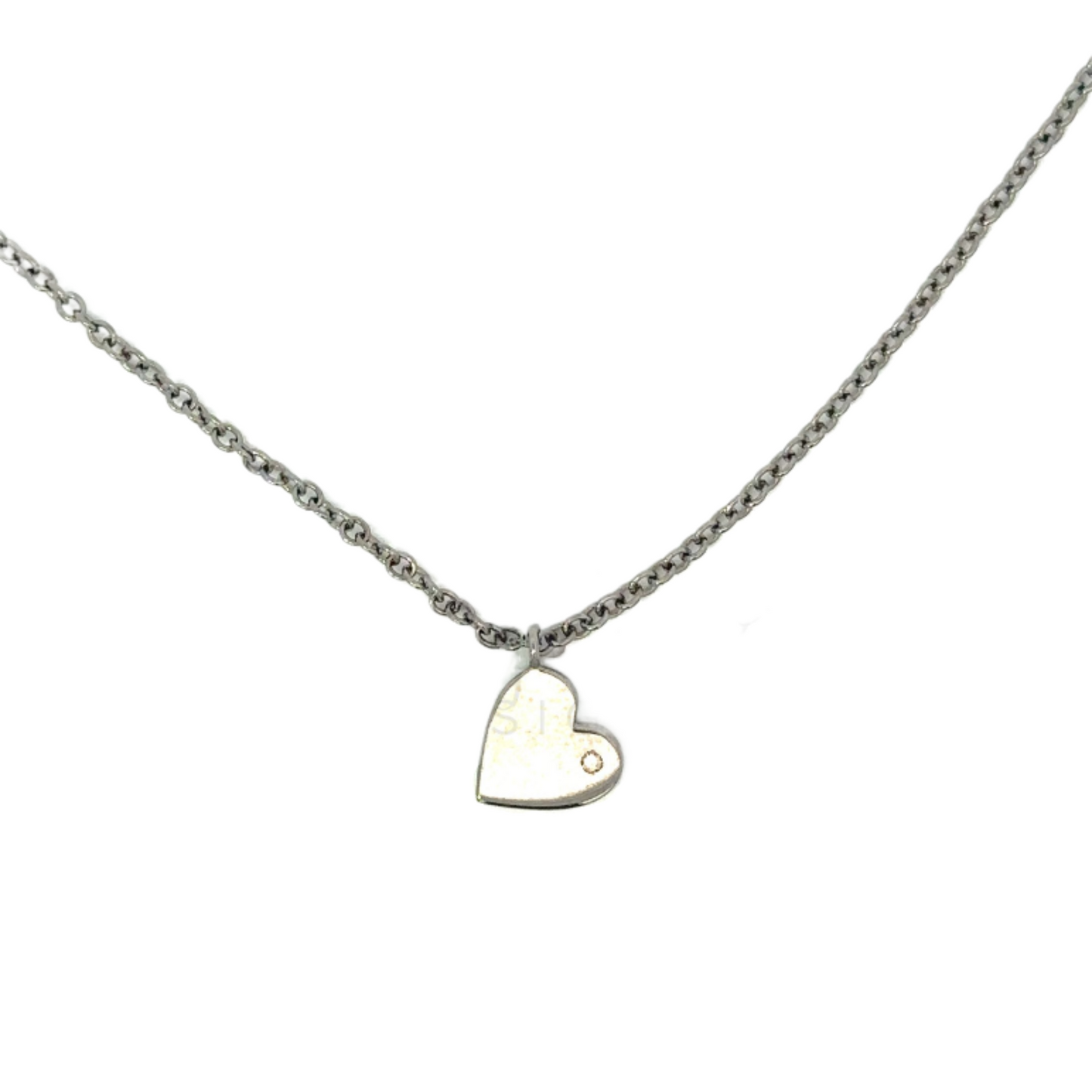 Tilted Heart Necklace with Bezeled Diamond