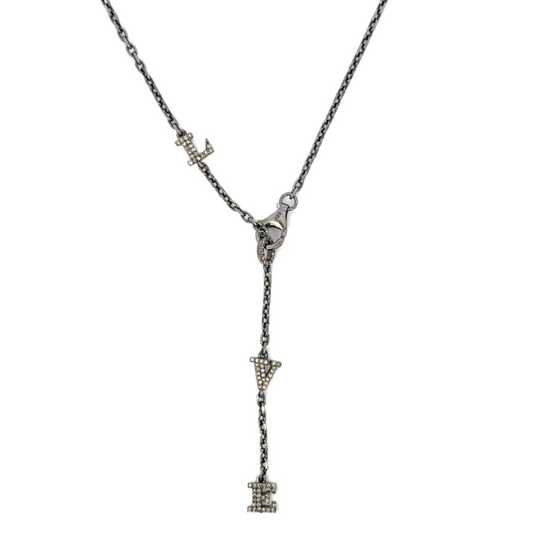 Pave Diamond L-O-V-E Lariat Necklace