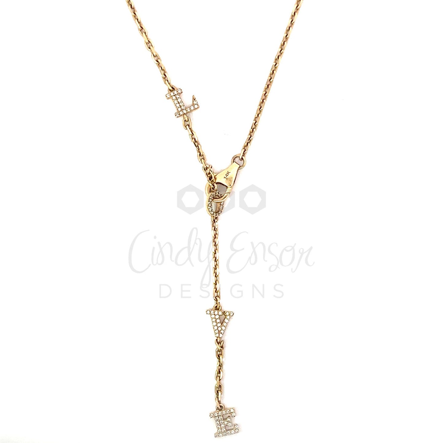Pave Diamond L-O-V-E Lariat Necklace