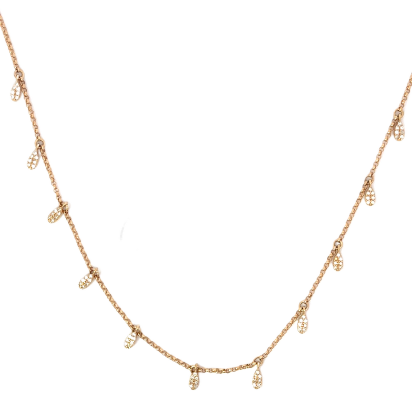 Pave Diamond Multi Tear Drop Station Necklace