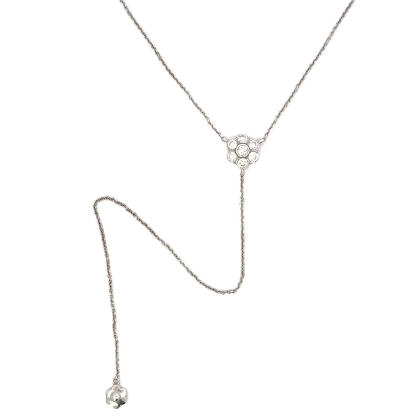 Y-Drop Diamond Flower Necklace