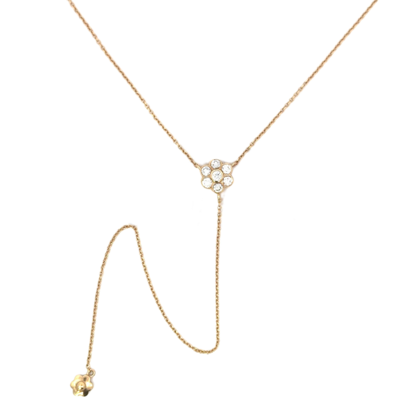 Y-Drop Diamond Flower Necklace