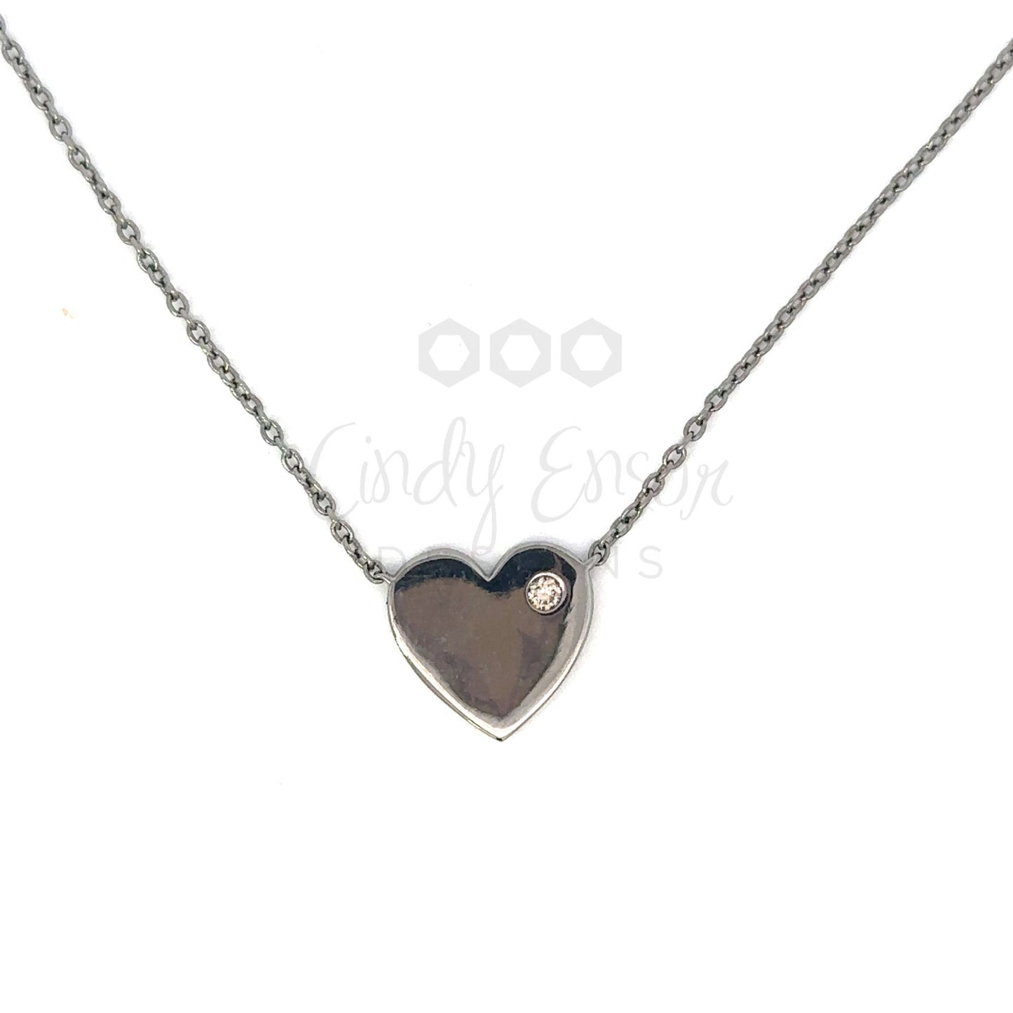 Single Bezeled Diamond Heart Necklace