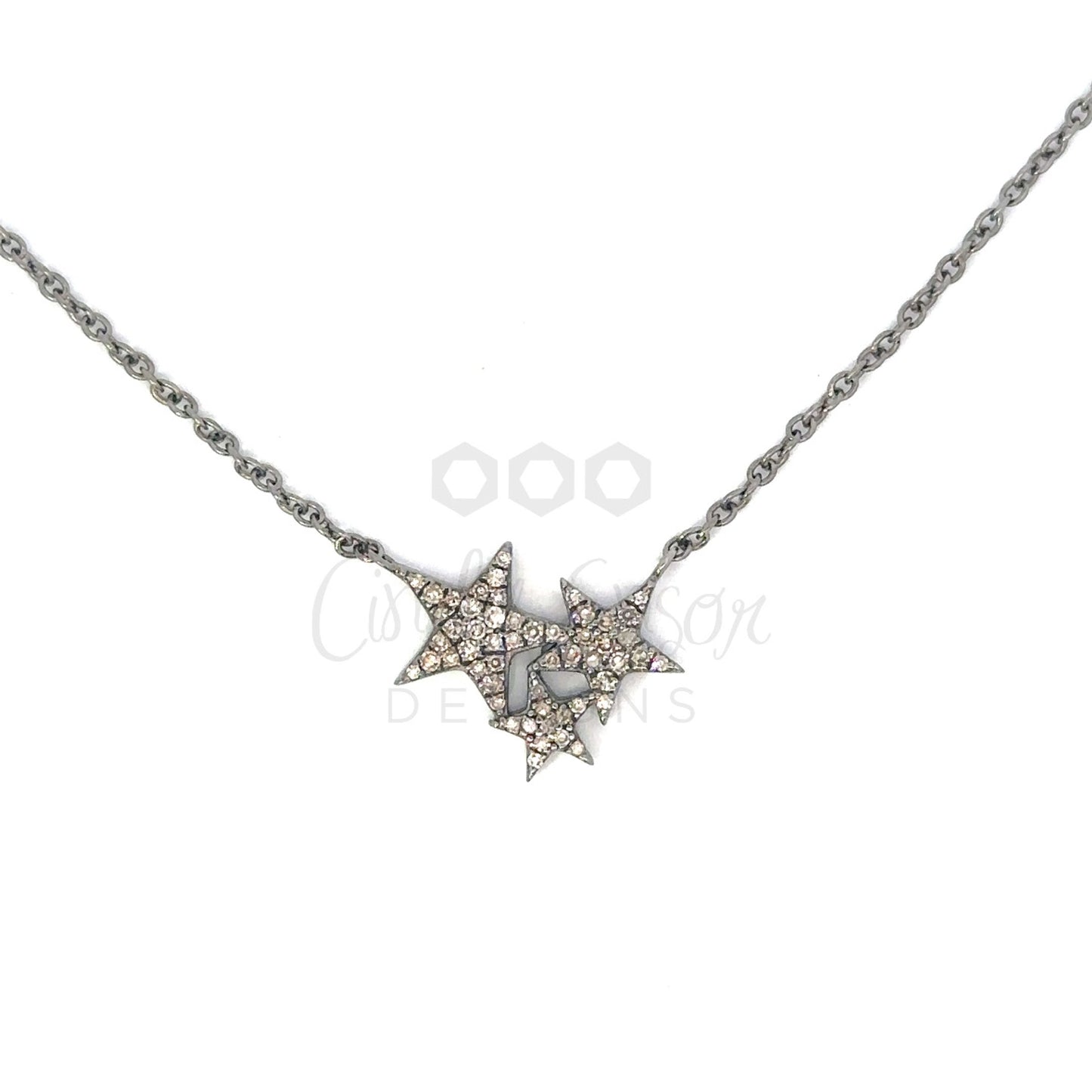 Pave Diamond Star Cluster Necklace