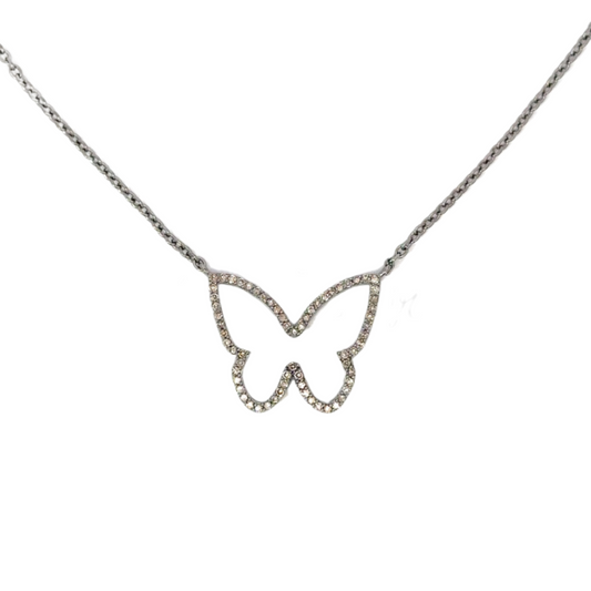 Pave Diamond Open Butterfly Necklace