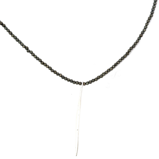 Beaded Pyrite Necklace with Spike