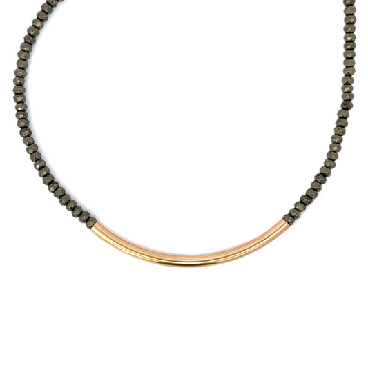 Strung Pyrite Necklace with Bar