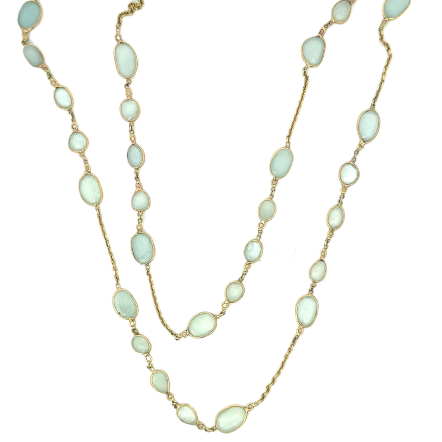 Bezeled Organic Shaped Aquamarine Necklace