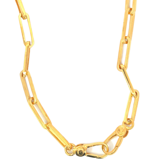 Gold Vermeil Paper Clip Link Necklace with Oval Clasps