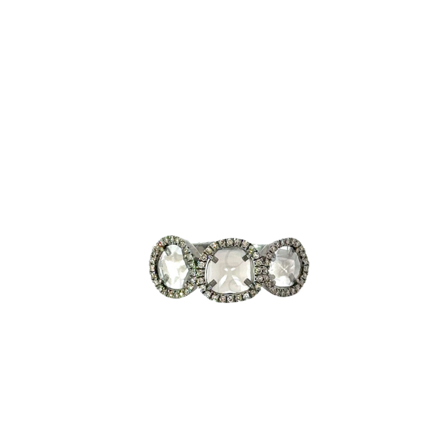 Triple Sliced Diamond Ring with Pave Border