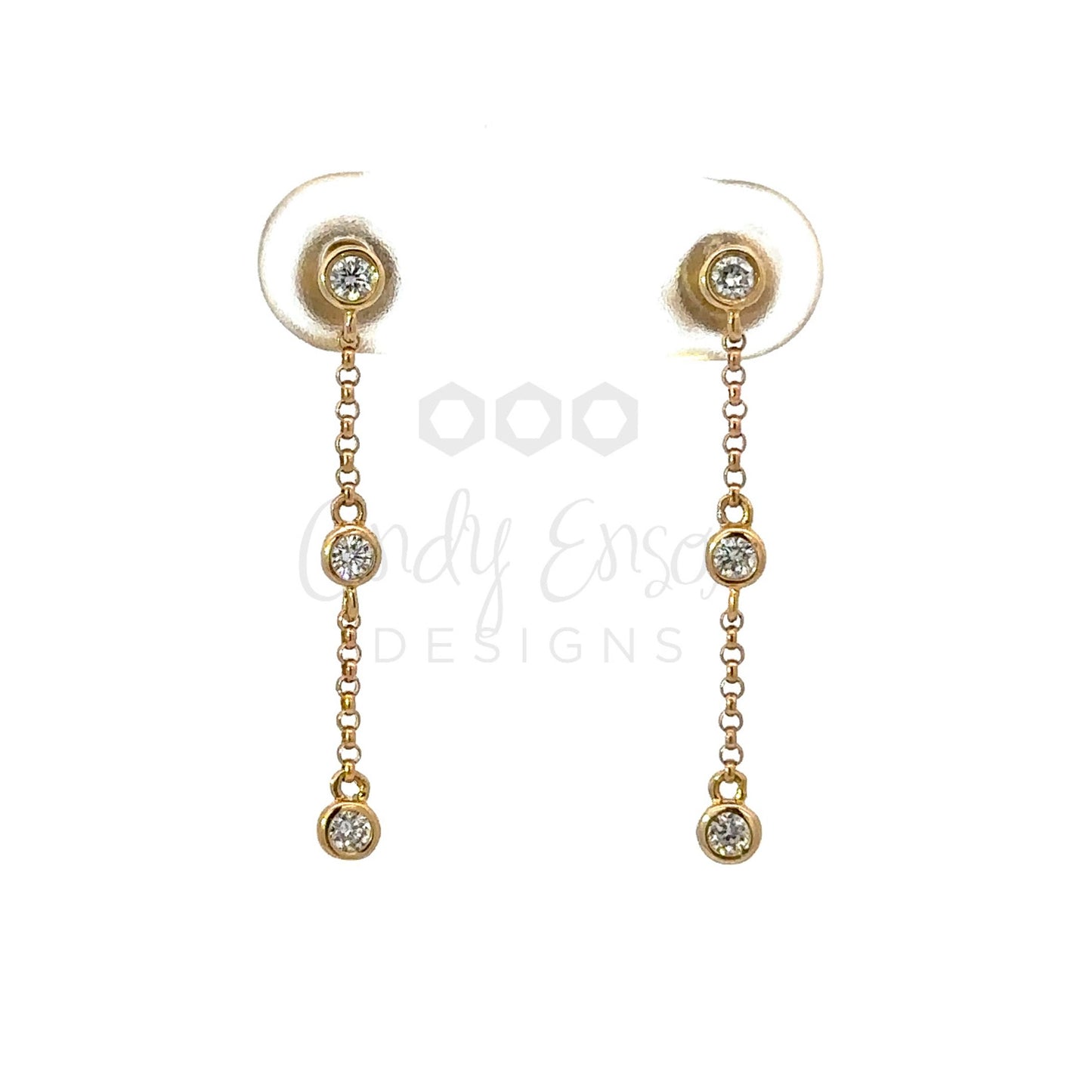 Triple Bezeled Diamond Chain Earring