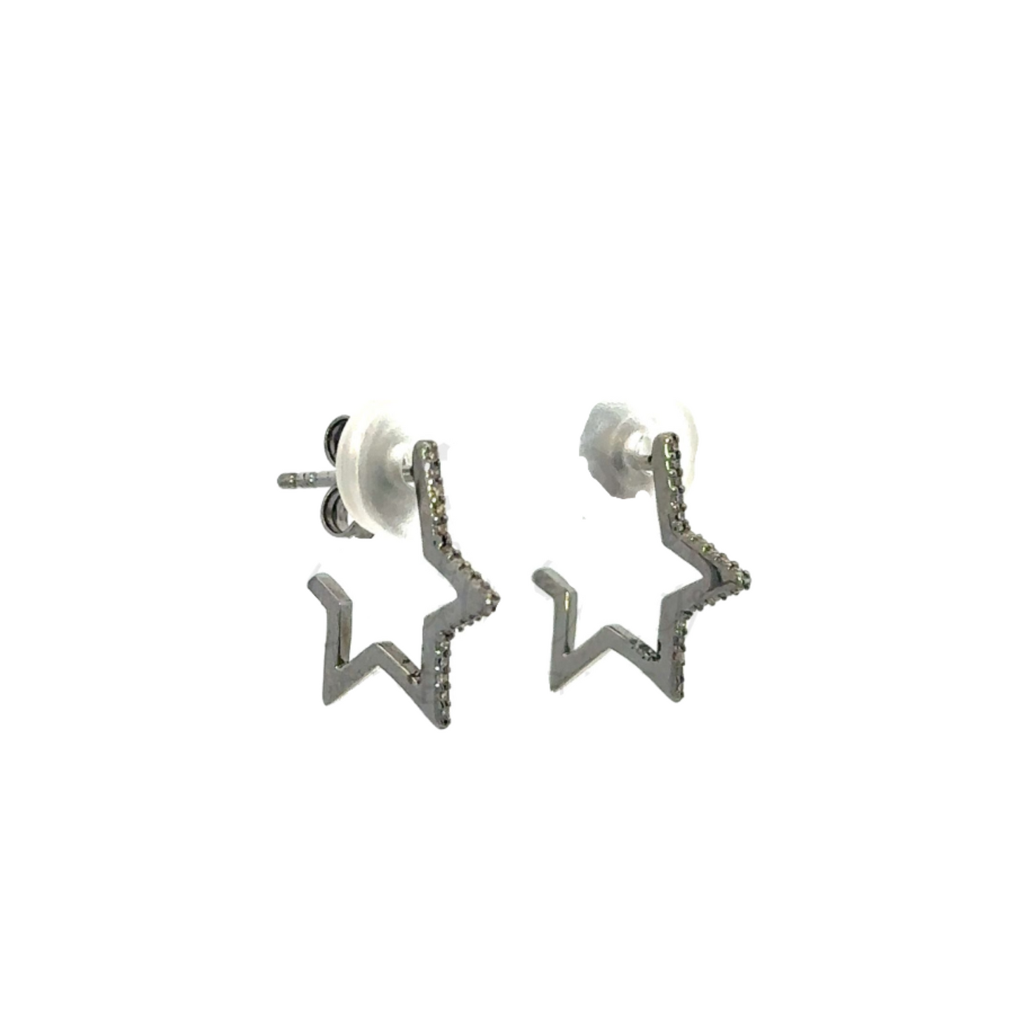 Pave Diamond Open Star Earrings