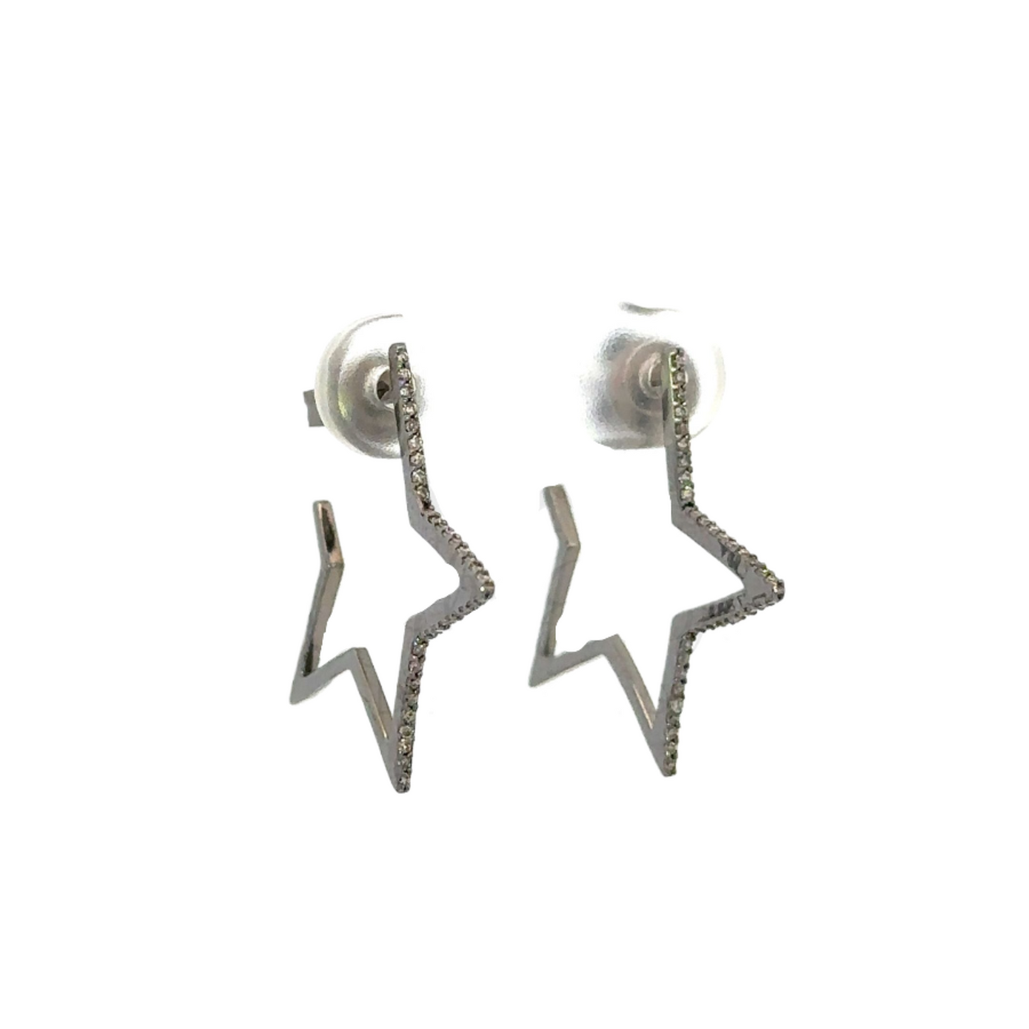 Pave Diamond Open Star Earrings