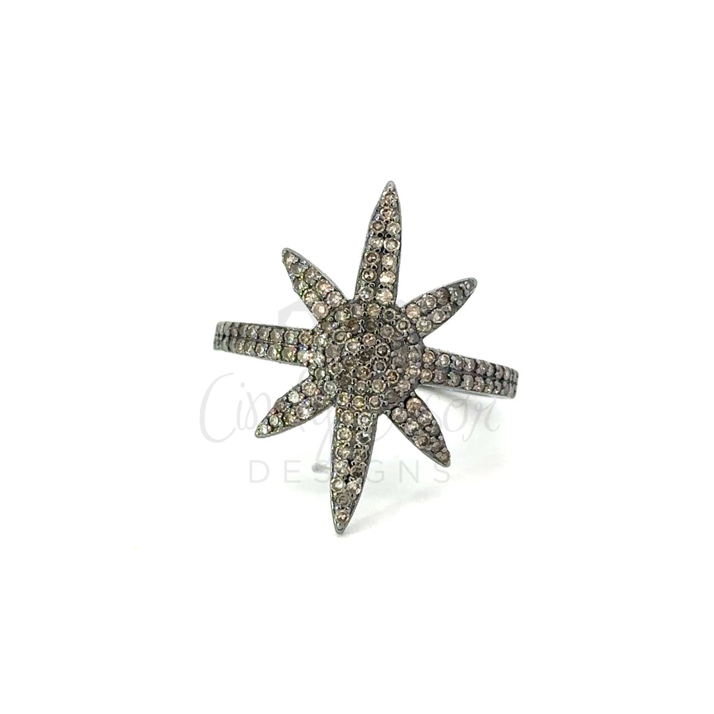 Pave Diamond Elongated Star Ring