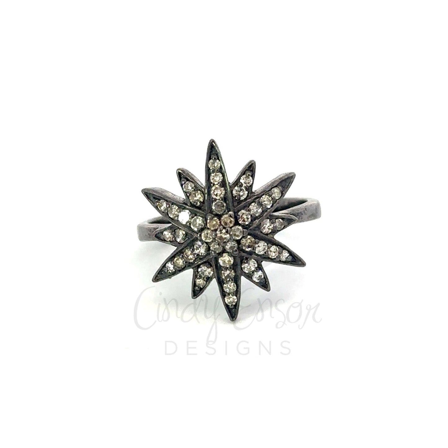 Pave Diamond Starburst Ring