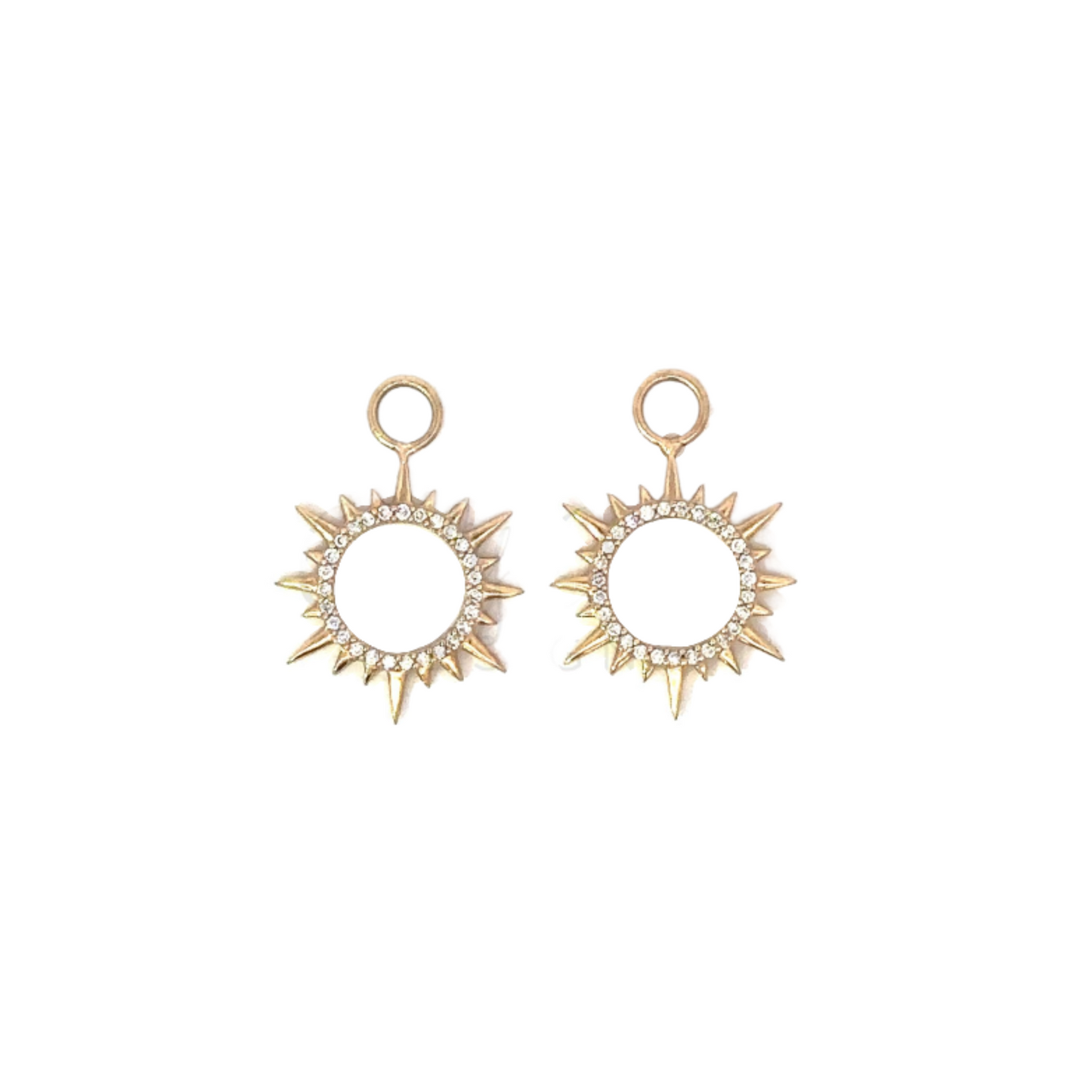 Open Sunburst Pave Diamond Earring Charm