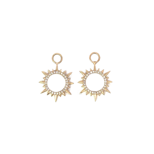 Open Sunburst Pave Diamond Earring Charm