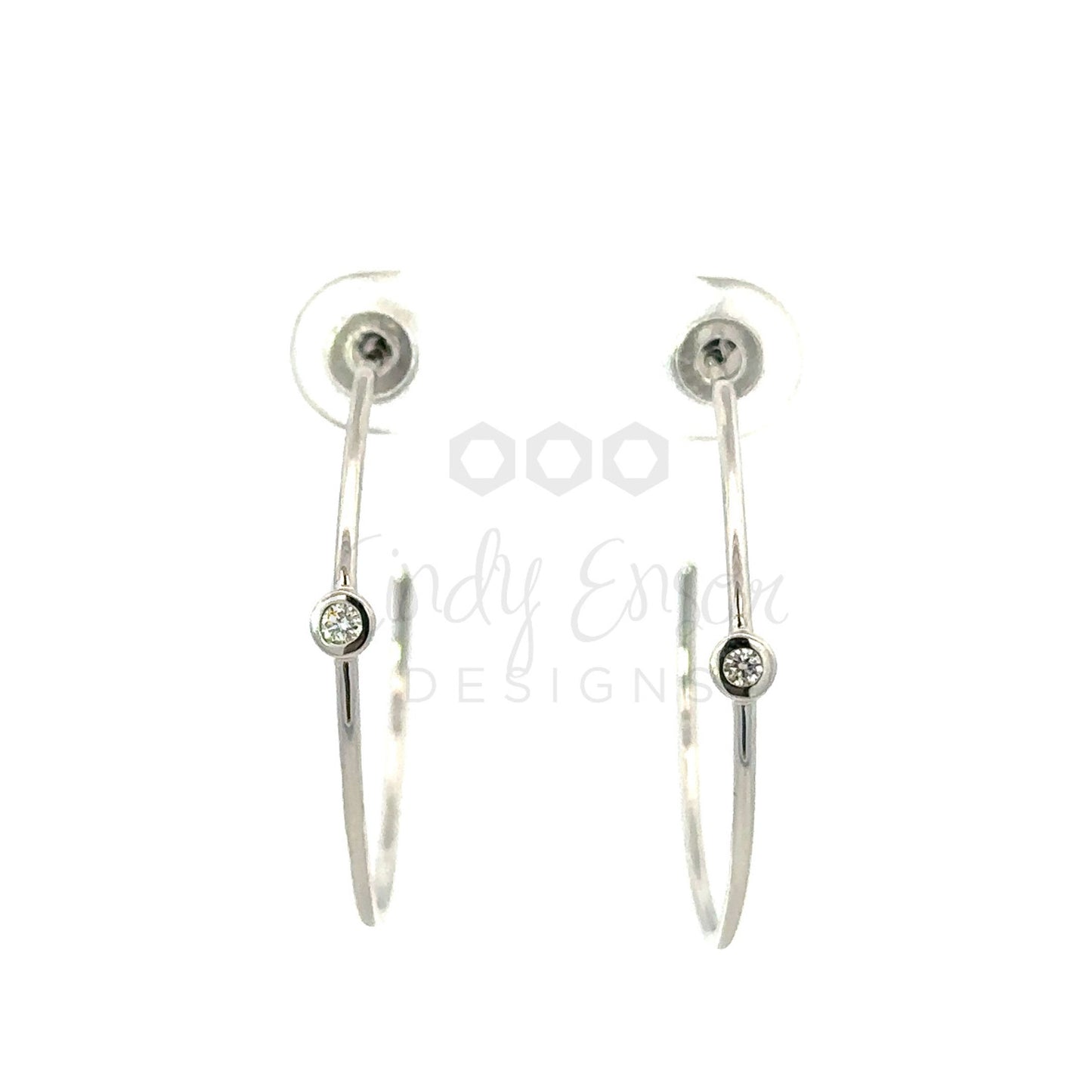 Single Bezeled Diamond Hoop Earring