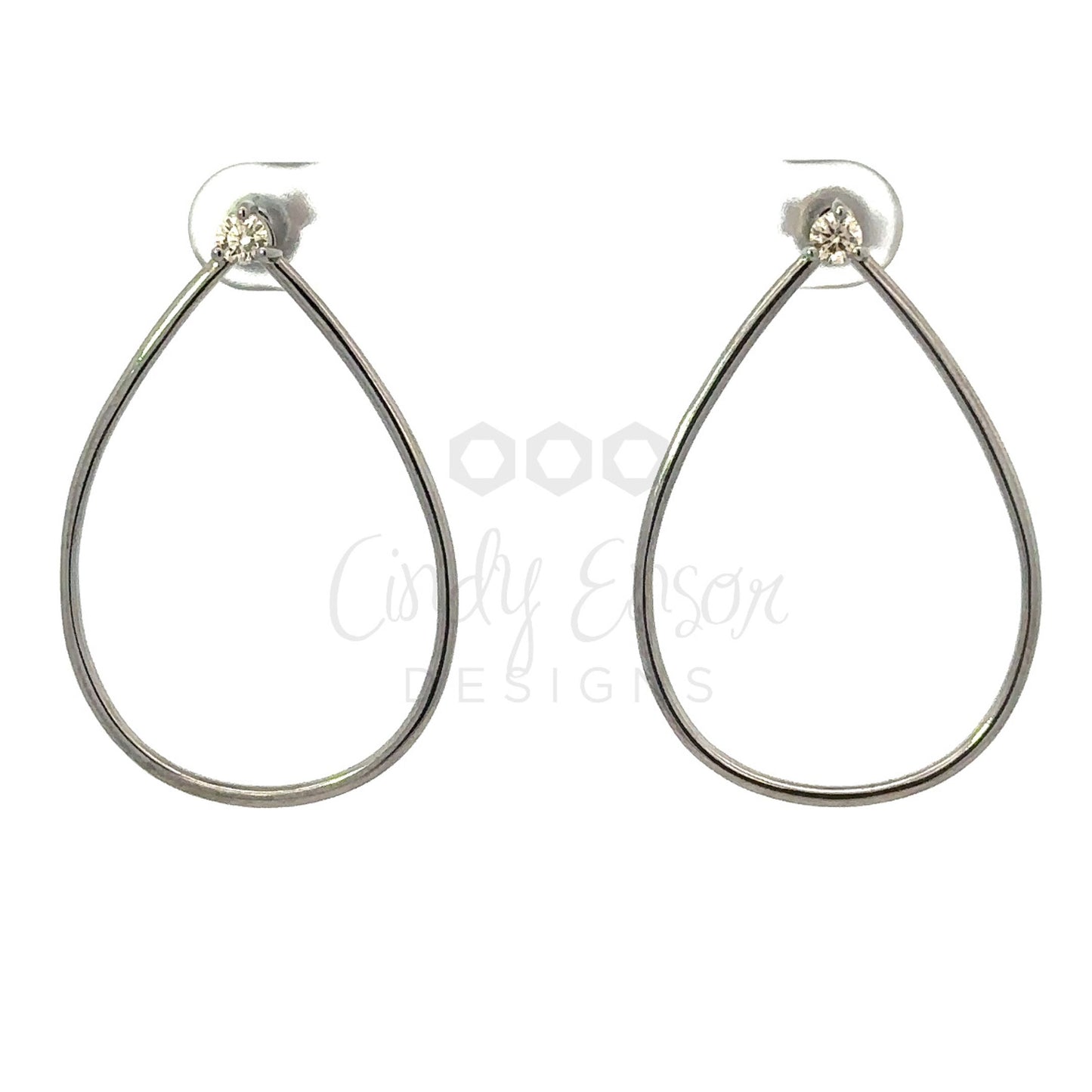 Forward Facing Tear Drop Diamond Hoop