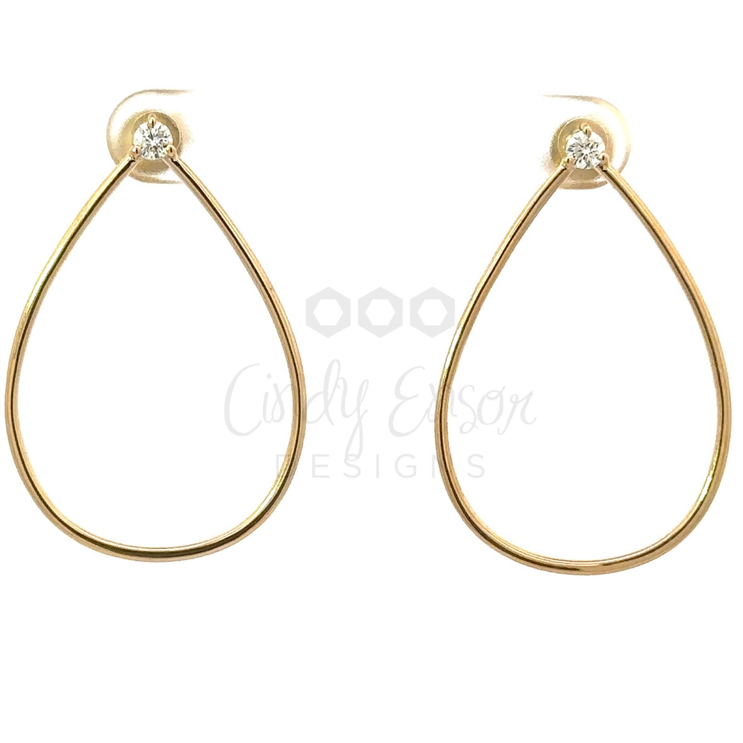 Forward Facing Tear Drop Diamond Hoop